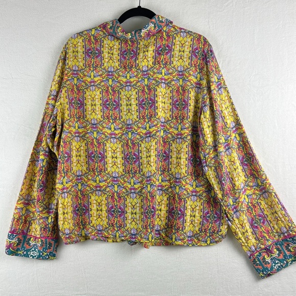 By Anthropologie Vibrant Colorful Button Blouse Shirt Top Long Sleeve Sz XL - Picture 5 of 5